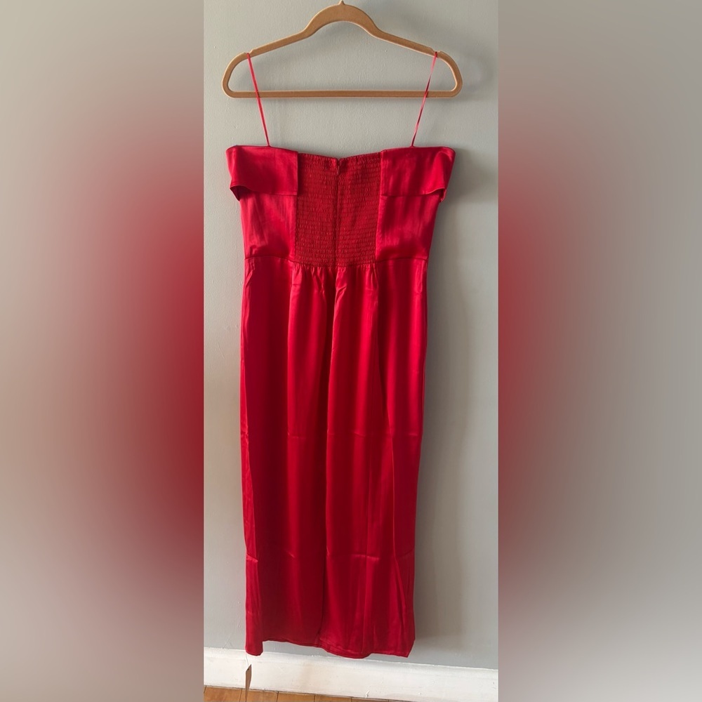 Reformation Johan Strapless Midi Dress Lipstick Red NWT Size 12 - Picture 7 of 9